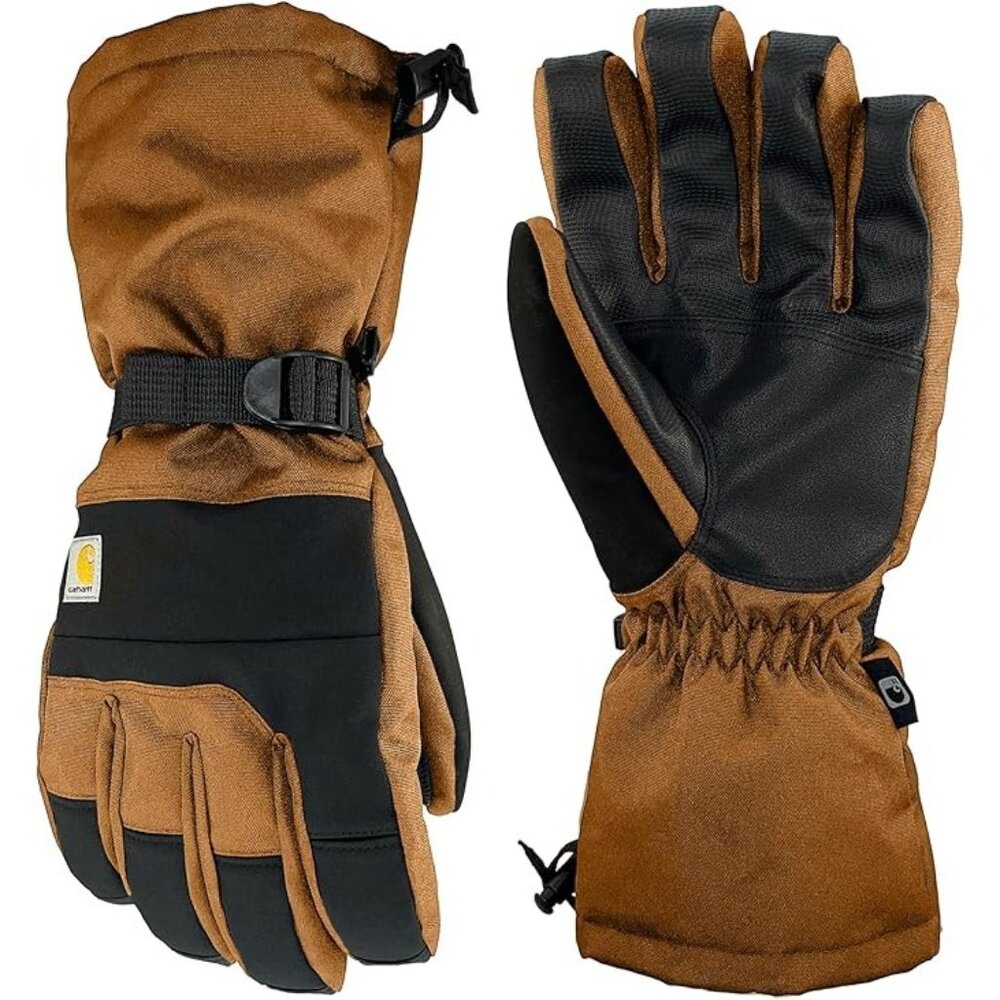 Carhartt Waterproof Insulated Glove With Strap Durable Brown & Black Design